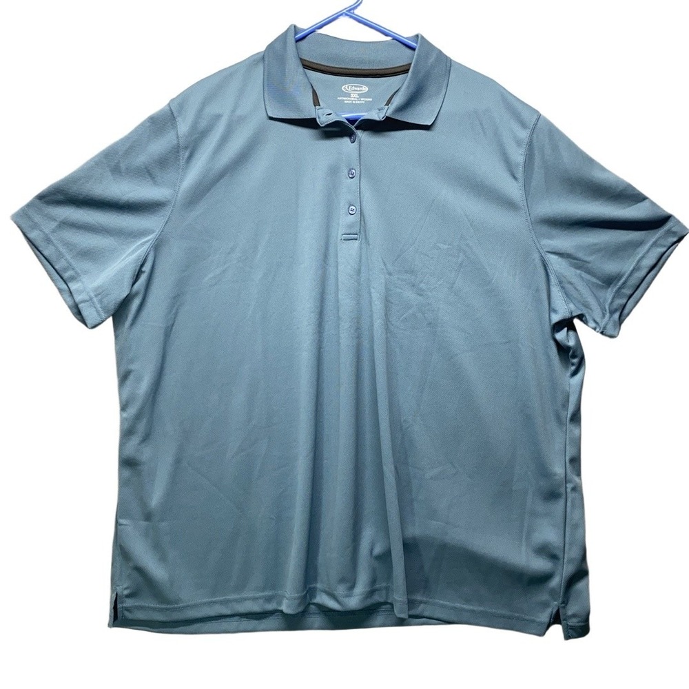 Edwards Shirt‎ Mens Size 3XL Teal Polo Short Sleeves Collared Casual Modern Golf